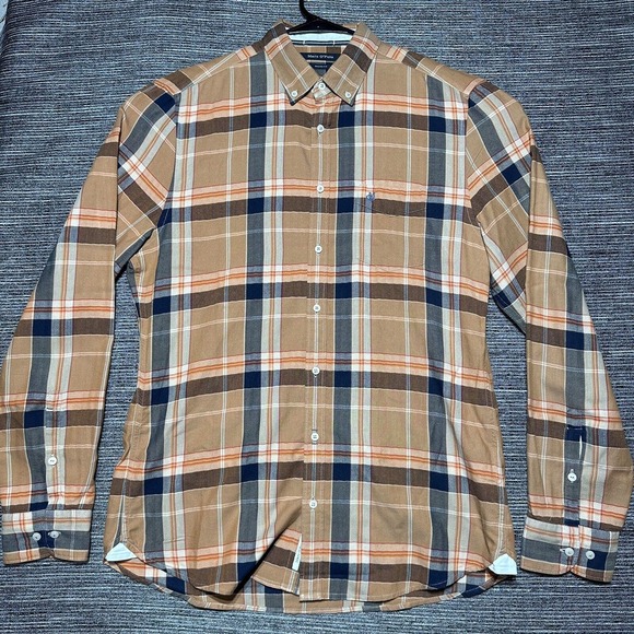 Marc O’Polo Shirt Men’s M Blue Orange Shape Fit Long Sleeve Button Up - Picture 1 of 12